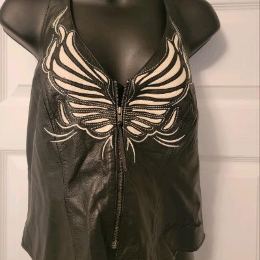 HARLEY DAVIDSON BLACK LEATHER SHORT VEST